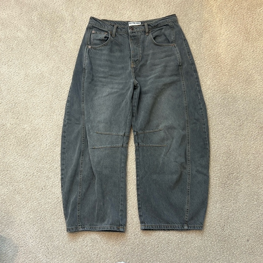Free People Dark Gray Wide Leg Jeans